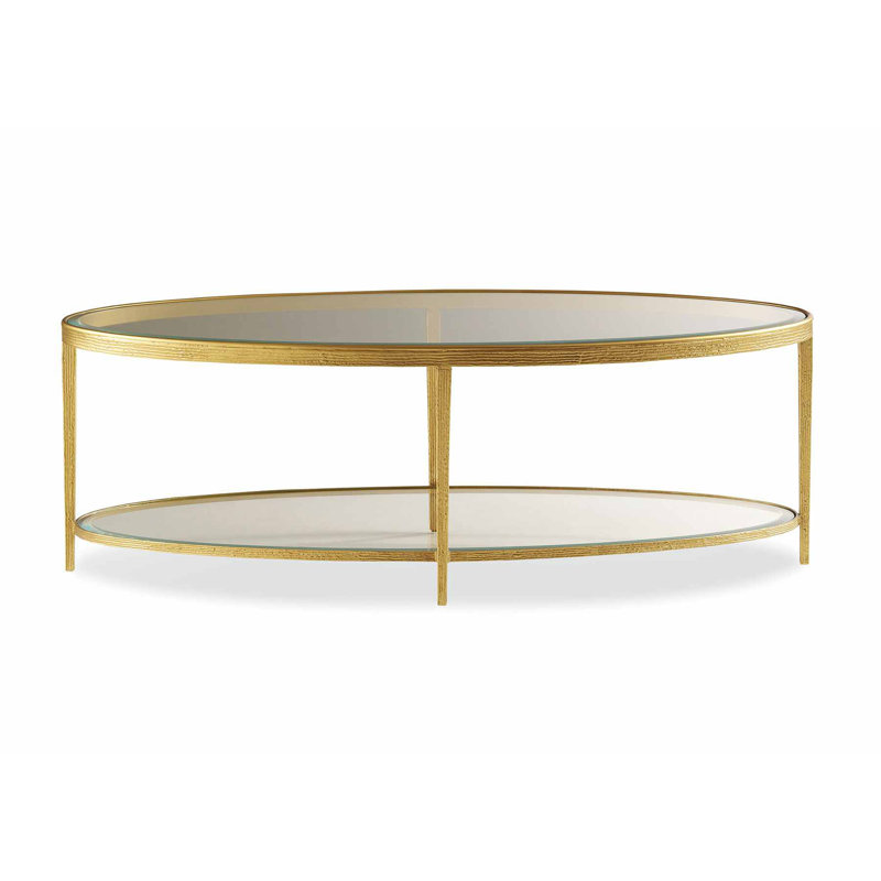 Table basse à 4 pieds avec rangement, Laiton