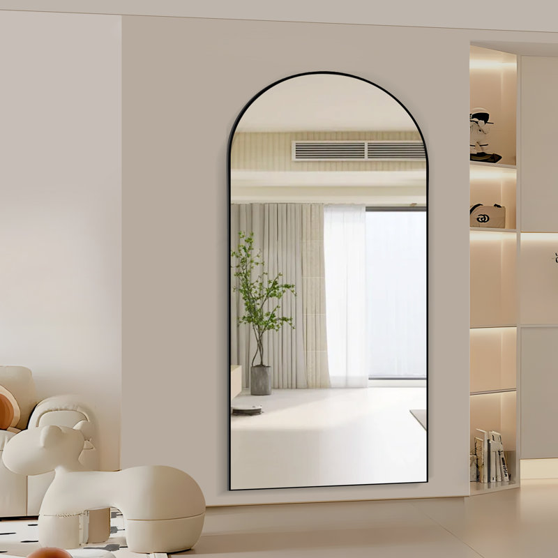 Miroir surdimensionné arqué sur toute la surface avec support - Miroir de plancher mural ou autoportant pour la décoration d'une pièce