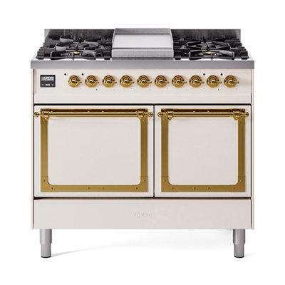 Cuisinière à double combustible ILVE Nostalgie II Series 40 po avec 6 brûleurs scellés (propane liquide, porte pleine)