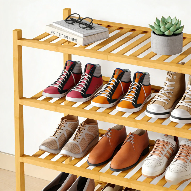 Range-chaussures en bambou, H 31 po x l 27 po x P 11 po