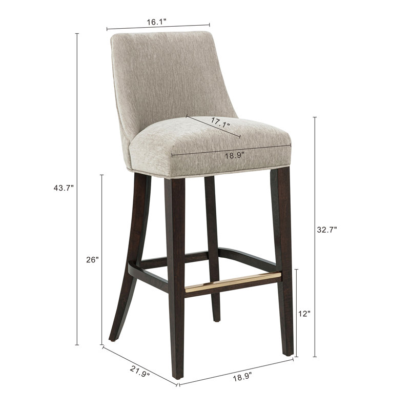Tabouret de bar Beever, Taupe, Tabouret de bar (siège d'une hauteur de 32,7 po)