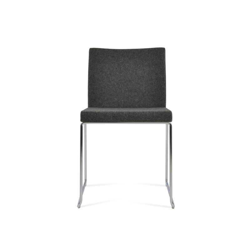 Chaise empilable en laine Aria, Chrome chrome, Gris foncé