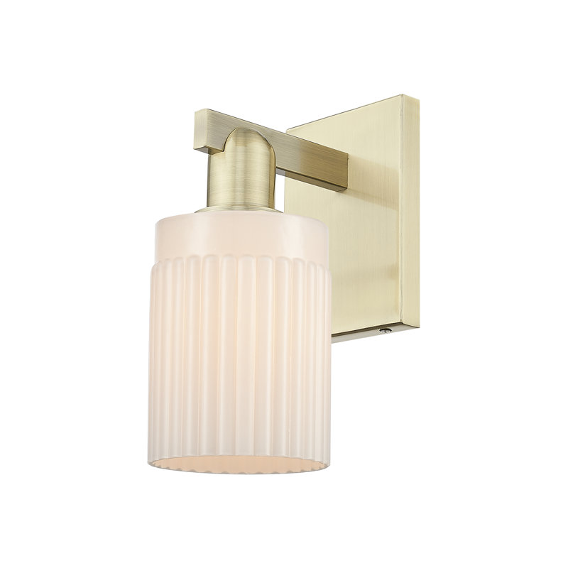 Hadley - 1 lumière - abat-jour transparent - applique, Blanc / laiton antique