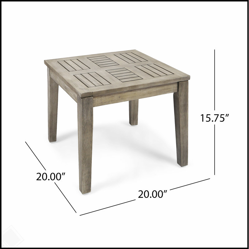 Hampton Acacia Wood Side Table with Durable Construction and Sleek Design for Outdoor Use, Gray