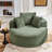 Upholstered Boneless Corduroy Barrel Curved Sofa with Wide Armrests, Compression Round Chaise Lounge, No Assembly-574809363
