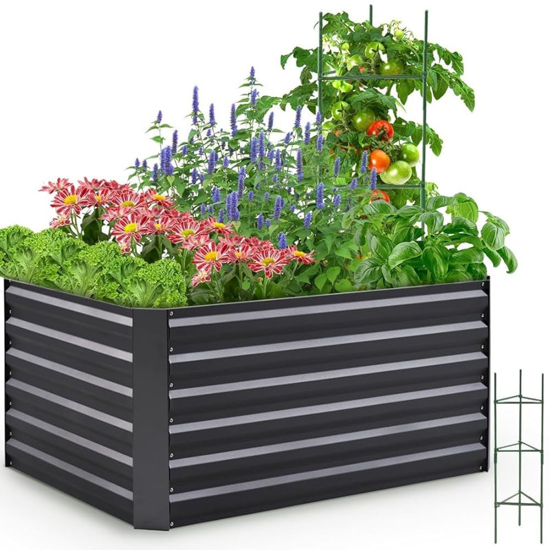 Metal Raised Garden Bed, 120x90x62cm
