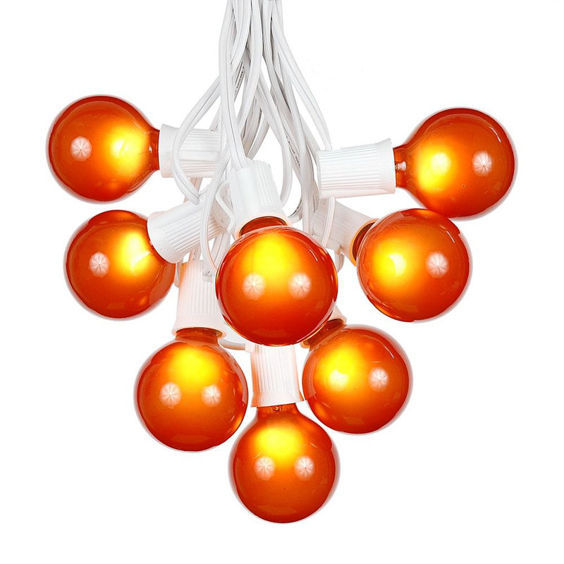 Guirlande de 25 lumières sphériques d'extérieur 25 pi, Orange, Blanc
