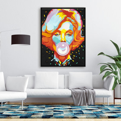 Coloré Marilyne Monroe, reproduction de gomme à bulles sur toile