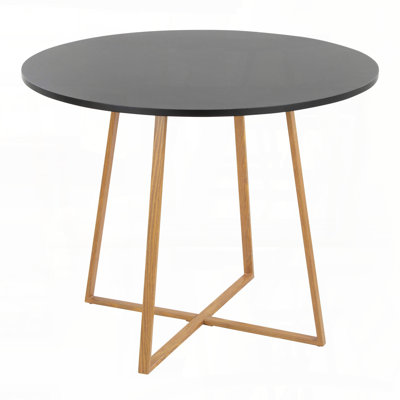 Dining Table in Natural Wood Transfer Metal and Black MDF
