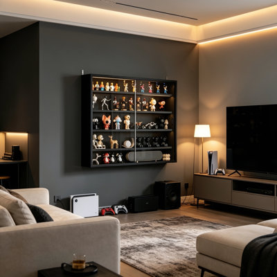 Wall Mounted Multi-Tier Display Cabinet, Modern Floating Wall Showcase Unit