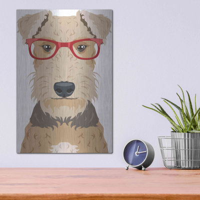 Luxeed Art Art 'Airedale Terrier portant un Hipster G Airedale Terrier portant des lunettes Hipster par - Peinture sur