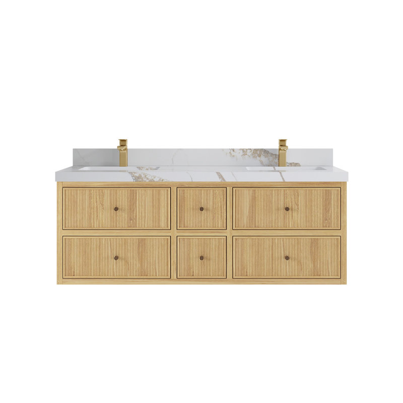 Ensemble de meuble-lavabo simple 60 po Sonoma, Or Calacatta