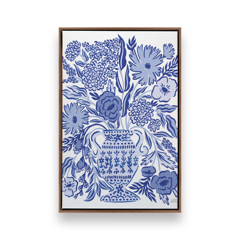 «Blue Reverie III» par Laura Marshall, reproduction d'art, H 48 po x l 36 po, Cadre flottant, Brun