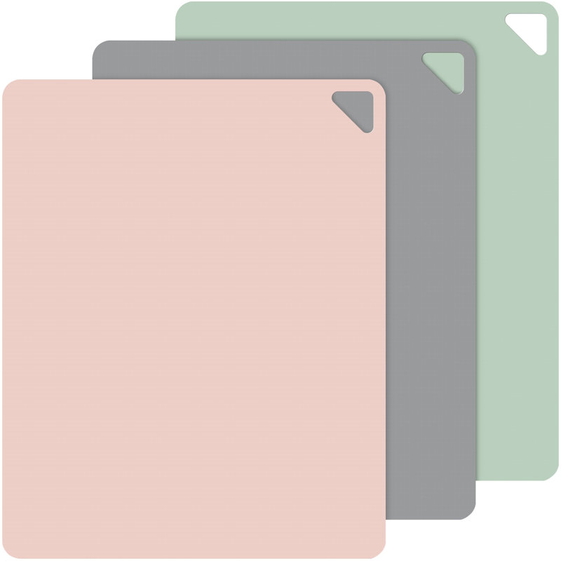 Extra Thick Flexible Plastic Cutting Mat Set in Gray, Green, and Pink