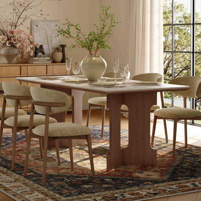 71" Sintered Stone Dining Table for 6 with Modern Solid Ash Wood Legs 