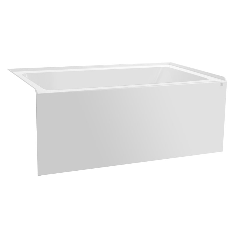 60-Inch Acrylic Rectangular Alcove Soaking Bathtub with 3-Side Tiling Flange, Right, White/Polished Chrome