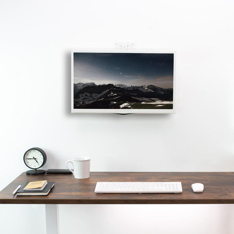 White Adjustable Steel VESA Monitor Wall Mount for 17" to 32" Screens