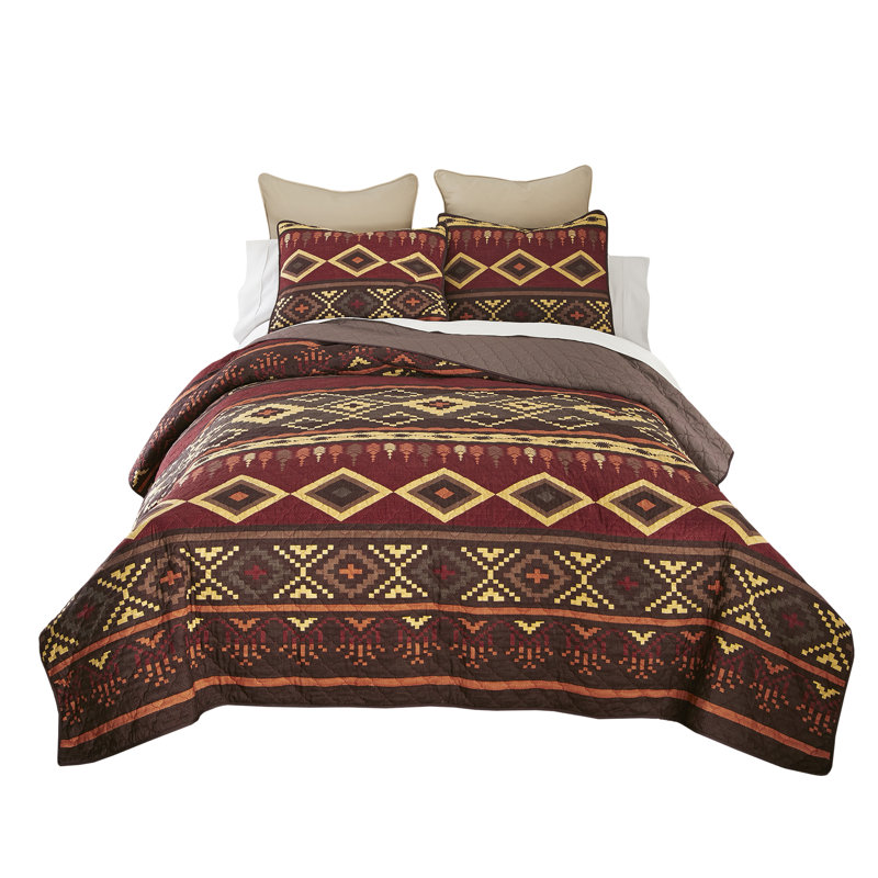 Queen Red Microfiber Western Tapestry Bedding Set