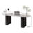 71'' Office Desk With Black Double Roman Column Legs, Modern Faux Marble Writing & Computer Desk-2114645180