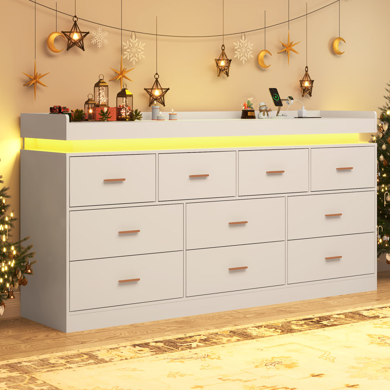 Commode 10 tiroirs Karigan, Blanc