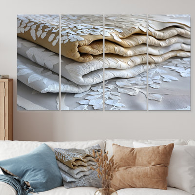 «Gold and White Moroccan Textiles III - Morocco», art mural sur toile