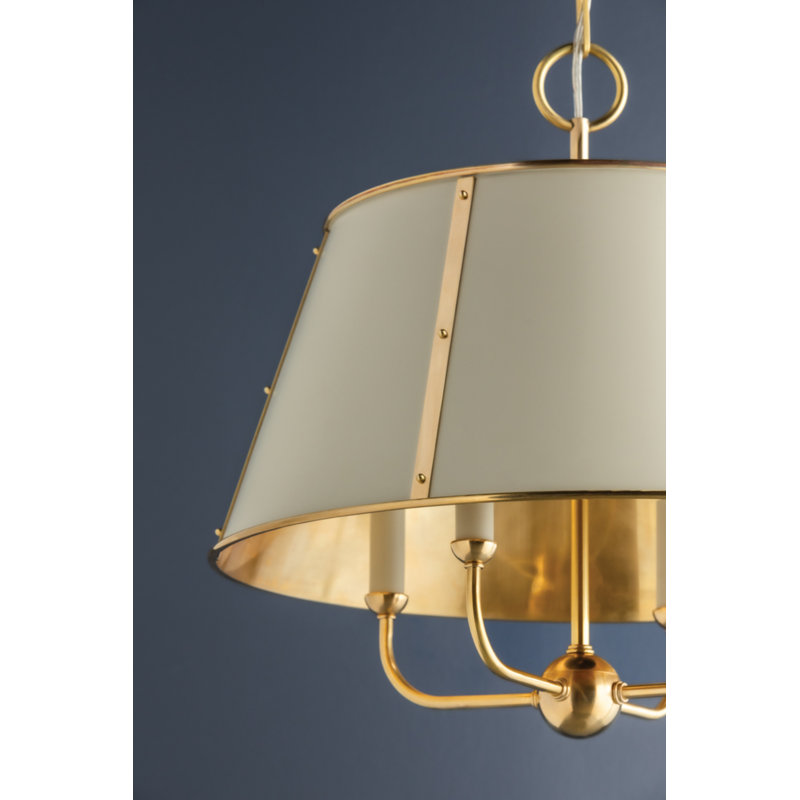 Cambridge 4 Light Chandelier By Mark D. Sikes, Aged Brass/Off White