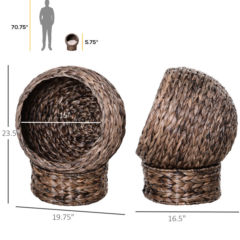 Lit surélevé pour chat avec coussin moelleux, panier de chaise d'œuf, H 23,5 po, gris, pour les chats d'intérieur, coussin surélevé, gris