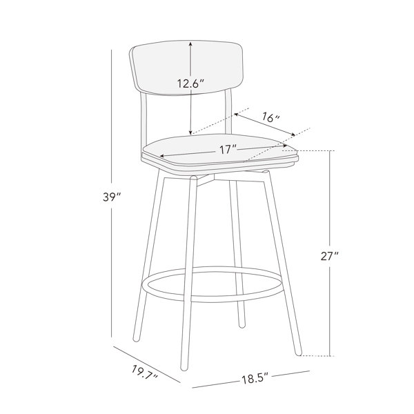 Wade Logan® Avriel Swivel Upholstered Counter Stool with Metal Frame ...