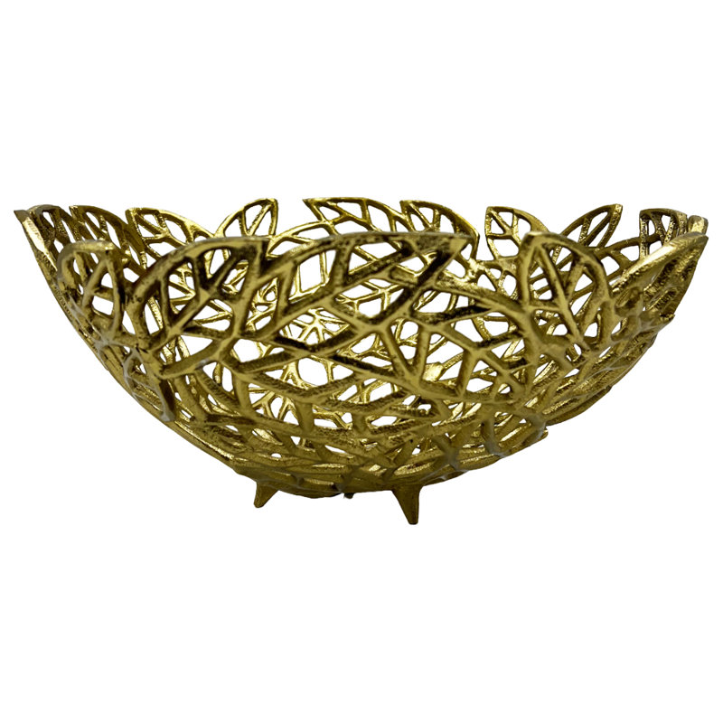 Bol décoratif fait à la main en aluminium Ernie 1, H 6,7 po x l 14 po x P 14 po
