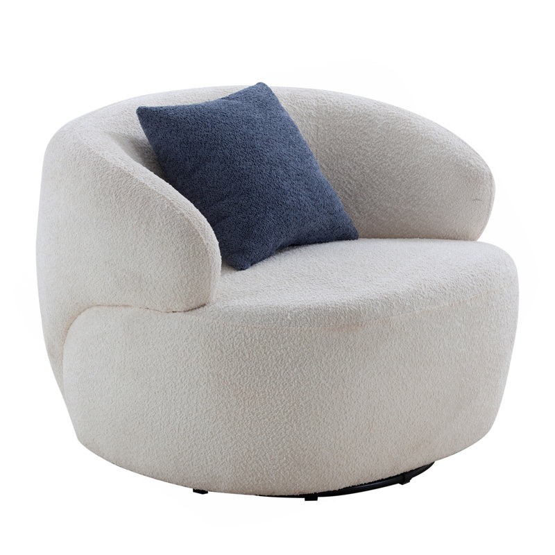 Chaise pivotante demi-tonneau de salon, fauteuil simple pour petit espace, fauteuil rond, fauteuil d'appoint Boucle, sherpa circulaire, fauteuil, chaise de lecture, fauteuil, chambre à coucher, club