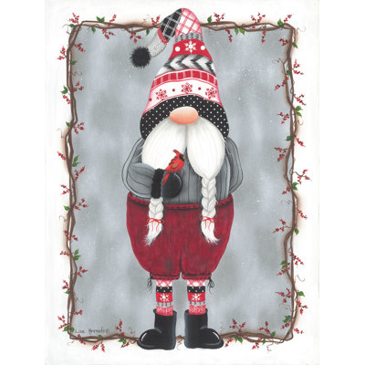 Garçon gnome et cardinal sur toile