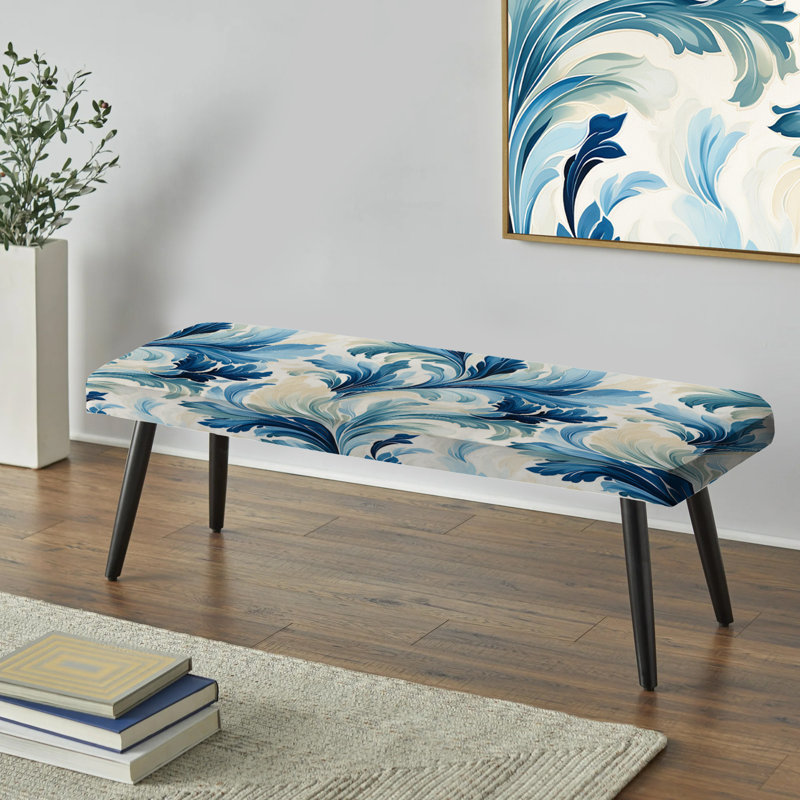 Banc rembourré bleu et blanc Ikat Bliss - Ikat