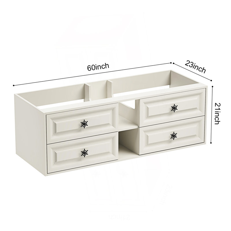 Le meuble-lavabo mural de 60 po convient aux lavabos doubles, armoire seulement (comptoir et lavabos non inclus), 60"