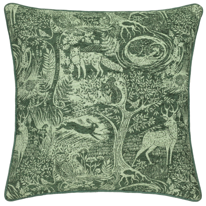 Winter Woods Square Throw Pillow Cover, Green