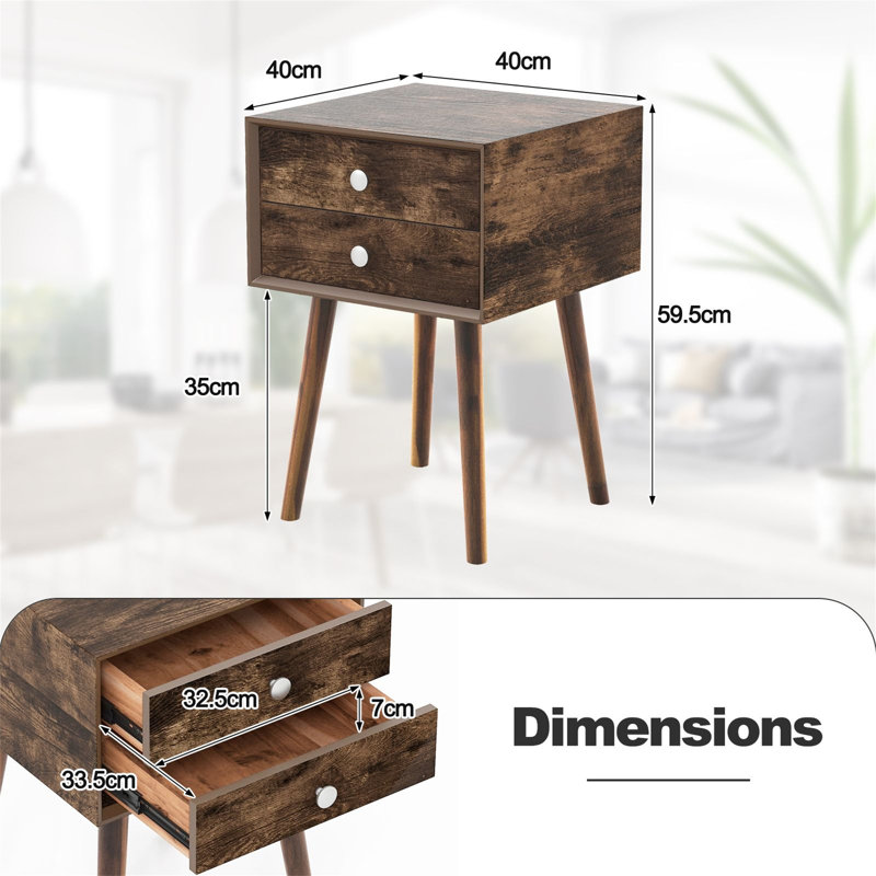40cm W Manufactured Wood Bedside Table
