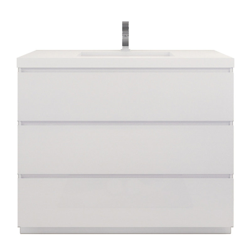 Ensemble de meuble-lavabo simple 42 po Ayele, Blanc ultrabrillant