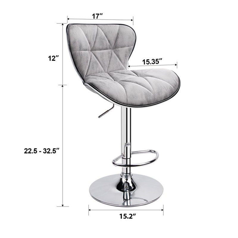 Tabouret de bar réglable 32,5 po Maineville, Gris