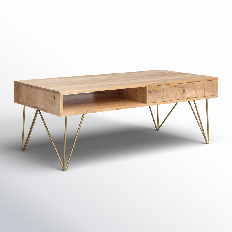 Resch Solid Wood Top Single Coffee Table, Natural, Natural