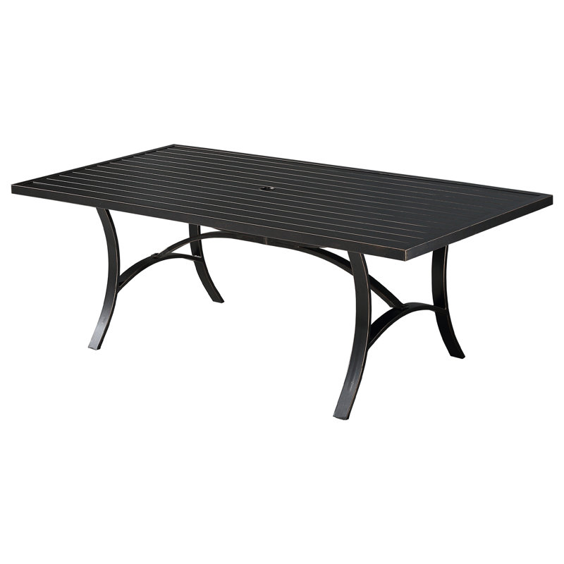 82'' W x 42'' D Rectangular All-Aluminum Outdoor Dining Table with Slatted Top and 1.9'' Umbrella Hole