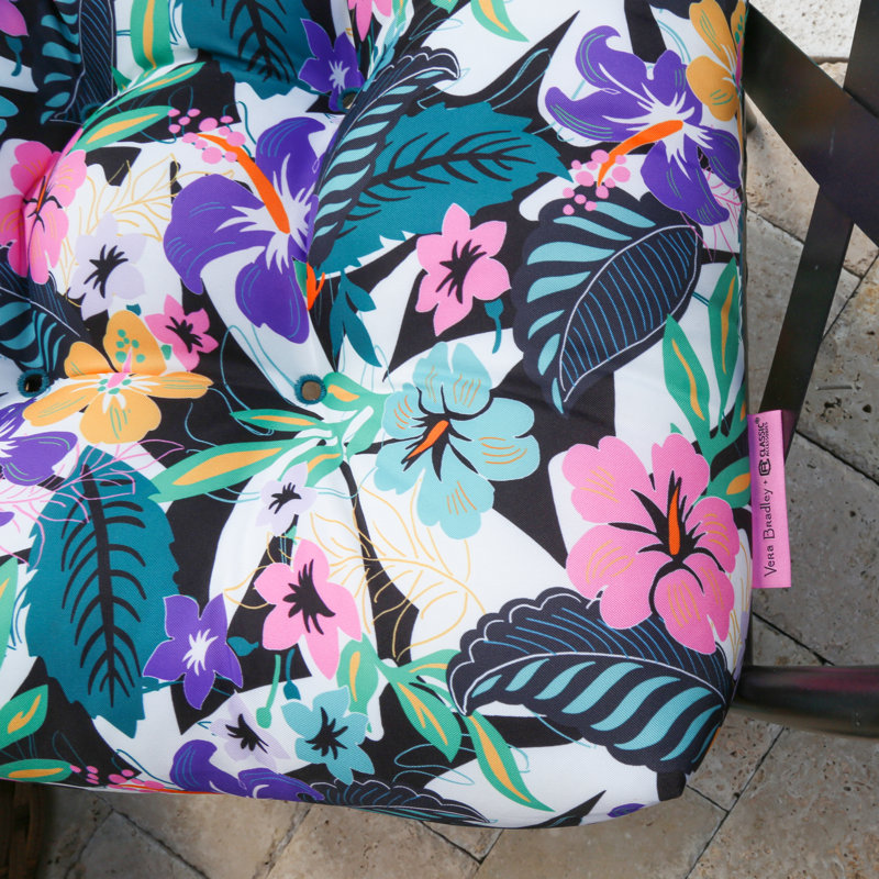 Vera Bradley by Classic Accessories Water-Resistant Patio Chair Cushions, Star Foliage Multi