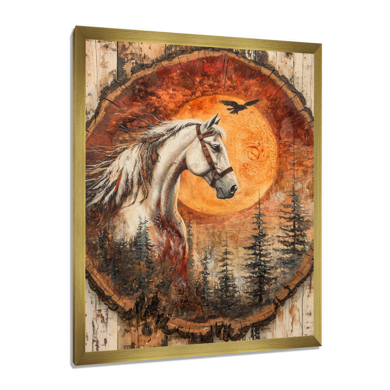 Gobourne - animaux, art mural, salon, H 32 po x l 24 po, Picture Framed, Doré