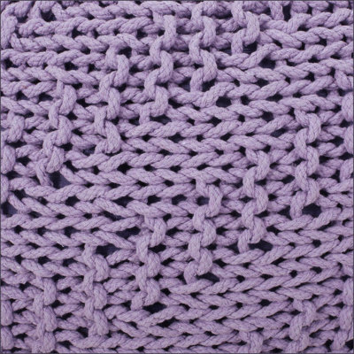 Pouf rond en coton tricoté avec repose-pieds | Coussin de plancher | Lavande | Coton