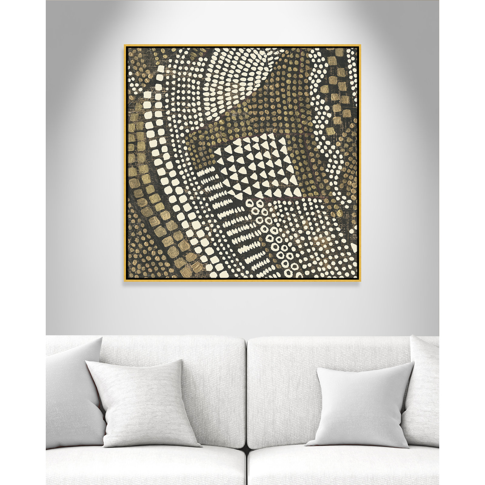 Bergen "Reaching Gold III" Painting, 37.5" H x 37.5" W x 2" D, Gold Framed