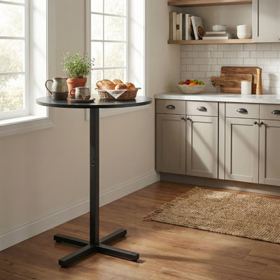 41.1''H High Top Bar Pub Round Cocktail Table  with Metal Frame and Cross Base