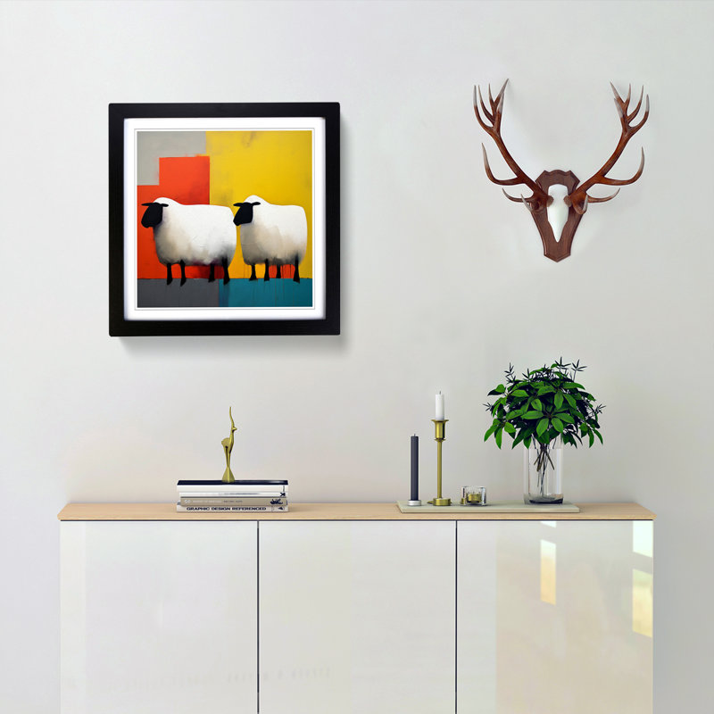 Sheep Suprematism No.1 - Framed Print, Black