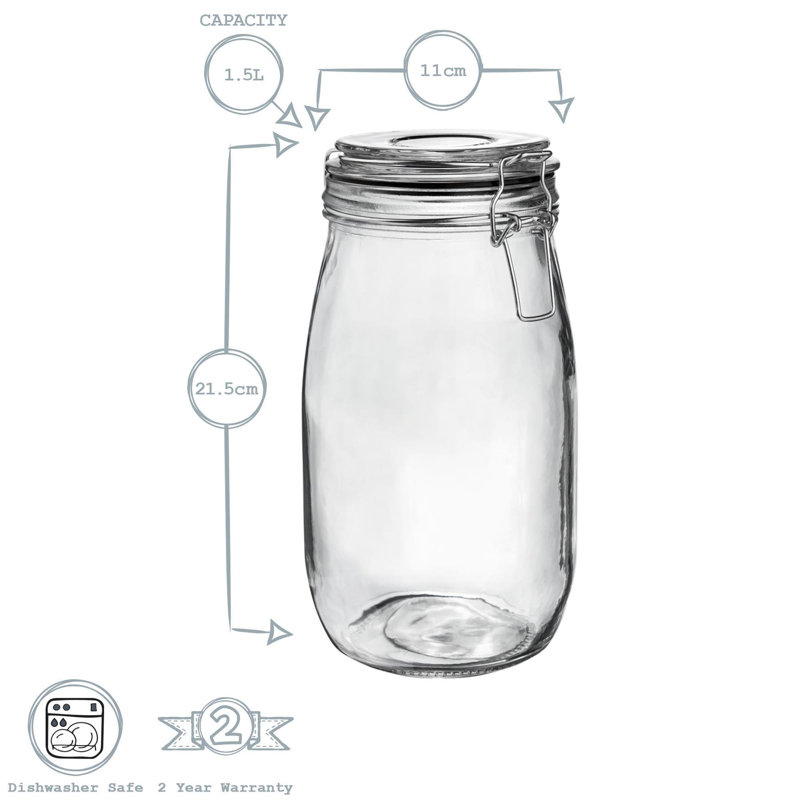 Glass Jar, 25cm H x 12cm W x 12cm D, Clear/Black