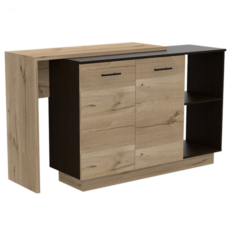 Îlot de cuisine à 2 tablettes et 1 tiroir Chesterfield, Noir