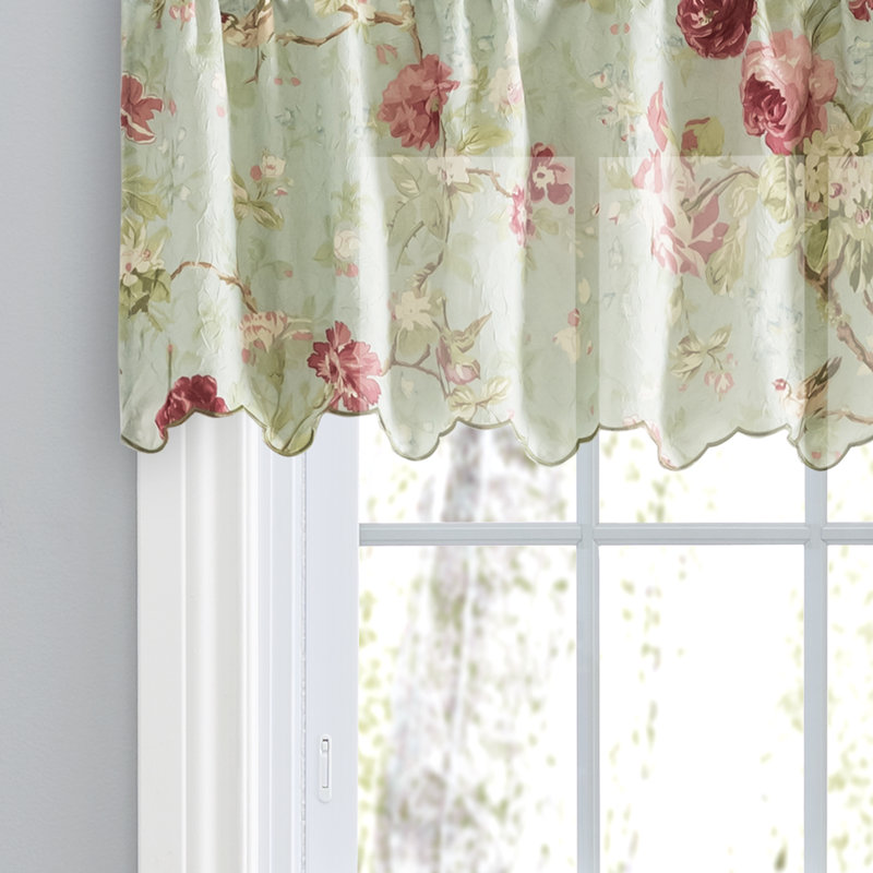 Alita Floral Pointed Window Valance, Sage
