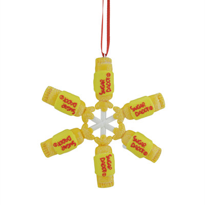 Ornement de Noël en forme de flocons de neige 4 po jaune et rouge Tootsie