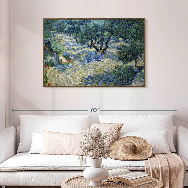 Olive Orchard 1889, Cadre flottant noyer, 43 po x 29 po